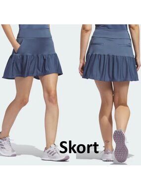 Adidas Ultimate365 Frill Golf Skort Women's Large Blue Built In Shorts L